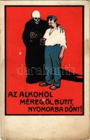 Az alkohol méreg, öl, butít, nyomorba dönt! Seidner chromolithografia / Hungarian anti-alcohol propaganda card s: Biró (EK)