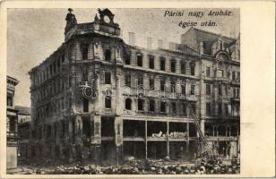 Budapest VI. Párisi Nagy Áruház égése után, tűzvész, tűzoltószerek