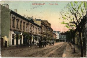 1910 Békéscsaba, Vasút utca, Lédig Károly, Leszich Kálmán és Árvay Rezső üzlete (EK)