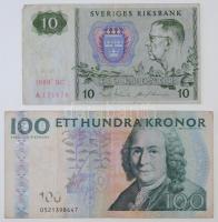 Svédország ~2009. 100K + 1989..10K T:III  Sweden ~2009. 100 Kronor + 1989. 10 Kronor C:F Krause#65,52