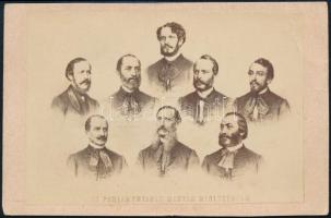 cca 1867 Az Andrássy-kormány tagjai, keményhátú fotó, az egyik sarkán törésnyommal, 6x10 cm