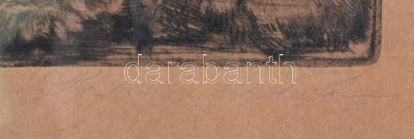 Prihoda István (1891-1965): Ádám és Éva. Rézkarc, papír. Jelzett, üvegezett, kopott fa keretben. Lap...