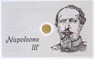 DN "1862A 50Fr III. Napóleon" Au modern mini pénz laminált díszcsomagolásban (0.333) T:BU ND "1862A 50 Francs Napoleon III" Au modern mini coin, laminated (0.333) C:BU