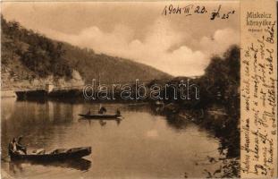 1904 Miskolc, Hámori tó és környéke, csónakázók