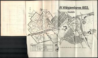 1933 Gödöllő-Budapest Jamboree magyar nyelvű zsebkönyve, 2 db kihajtható melléklettel (egyik térkép)...