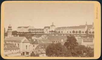 cca 1895 Zágrábi felsőváros panorámája, keményhátú fotó, Zágráb, Jv. A. Standl, 6x10 cm/  cca 1895 Panorama of Upper Town (Gradec/Grič/Gornji Grad) of Zagreb, board photo, Zagreb, Jv. A. Standl, 6x10 cm