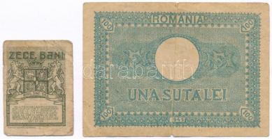 Románia 1917. 10B + 1945. 100L T:III-
Romania 1917. 10 Bani + 1945. 100 Lei C:VG
