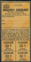 1944 Budapesti cukorjegy zsidó részére / 1944 Budapest sugar ticket for a jewish person