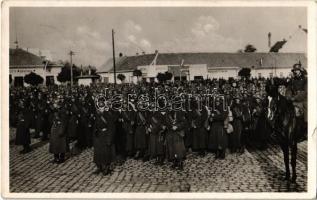 1938 Losonc, Lucenec; bevonulás, Nemzeti kávéház / entry of the Hungarian troops, cafe + 1938 Losonc visszatért So. Stpl (szakadás / tear)