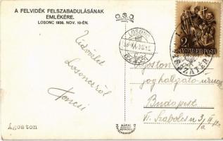 1938 Losonc, Lucenec; bevonulás, Nemzeti kávéház / entry of the Hungarian troops, cafe + "1938 ...