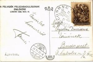 1938 Losonc, Lucenec; bevonulás, "Éljen Magyarország!" díszkapu / entry of the Hungarian t...