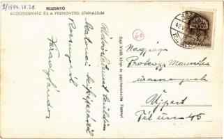 1942 Rozsnyó, Roznava; Fő tér, Székesegyház és a Premontrei gimnázium, Sajó-Vidék, Schnitzer üzlete,...