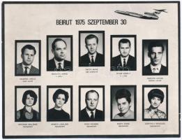 1975 Beirut, repülőgép-szerencsétlenség áldozatainak kis méretű tablófotója, 8,5×11 cm