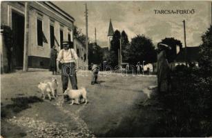 1921 Tarcsafürdő, Bad Tatzmannsdorf; utca, kutyák / Strasse mit Hunde. Verlag v. Warenhaus Gustav Löwy & Bruder / street with dogs