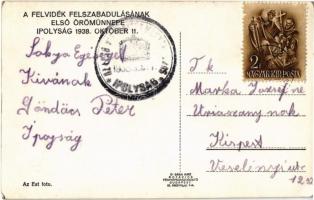 1938 Ipolyság, Sahy; bevonulás, katonák a városháza előtt. Az Est foto / entry of the Hungarian troo...