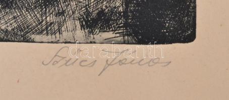 Szűcs János (1917-1995): Régi bánya. Rézkarc, papír, jelzett, felcsavarva, 29,5×39 cm