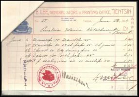 1914 K.u.K. Marinedetachement Tientsin. Nyugta számlákkal és címszalag. / 1914 K.u.K. Marinedetachem...