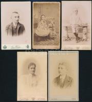 cca 1894-1902 9 db portré fotó,(5 férfi (1 ismétlődéssel), 1 nő, 3 gyerek),az egyik oldalán MÁV igaz...