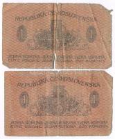 Csehszlovákia 1919. 1K (2x) kisebb anyaghiány T:III-,IV Czechoslovakia 1919. 1 Koruna (2x) small tear C:VG,G Krause 6.a