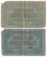 Csehszlovákia 1919. 1K (2x) kisebb anyaghiány T:III-,IV Czechoslovakia 1919. 1 Koruna (2x)  small te...