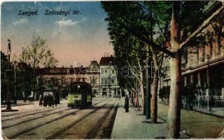 1920 Szeged, Széchenyi tér, villamos, Lányi János üzlete (EK)
