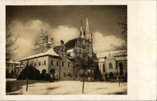 1935 Lőcse, Levoca; városháza télen / town hall in winter / Radnica. Nákl. P. Fapsa