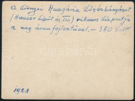 1928 A környei Hungária Kőszénbányászat (Hauser Lipót és Társa) villamos központja a nagy áramfejles...