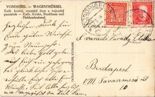 1934 Merény, Nálepkovo, Vondrisel, Wagendrüssel; Katolikus templom, városház, Hősök szobra, Schneide...