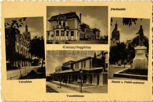 1940 Kiskunfélegyháza, Városháza, Vasútállomás, Fürdőszálló, Petőfi szobor (EK)