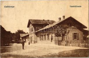 1918 Csáktornya, Cakovec; vasútállomás. Vasúti Levelezőlapárusítás 202. / Bahnhof / railway station