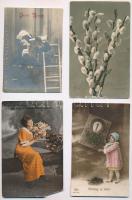 13 db RÉGI motívum képeslap vegyes minőségben: üdvözlő / 13 pre-1945 motive postcards in mixed quali...