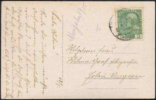 cca 1908 Régi idők karácsonya, kis karácsonyfával,  fotólap, 13,5×9 cm