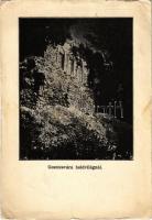 1937 Várgesztes, Gesztesvár holdvilágnál. Held János könyvnyomdája kiadása + HEGYESHALOM - BUDAPEST 14 A vasúti mozgóposta bélyegző (EB)