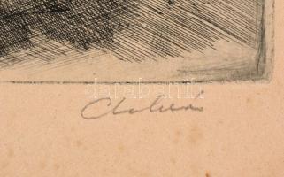 Gy. Molnár István (1933-2010): Szentendrei piac. Rézkarc, papír, jelzett, foltos, 19,5×48 cm