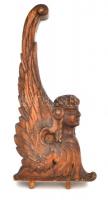 XIX. sz. vége: Szfinx. faragott, lakkozott fa dísz 25x50 cm