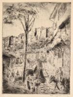 Aszódi Weil Erzsébet (1901-1976): Mediterrán város. Rézkarc, papír. Jelzett. 34x24,5 cm