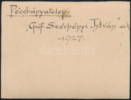 1927 Pécsbányatelep, Gróf Széchenyi István akna, hátoldalon feliratozott fotó, 8,5×11 cm