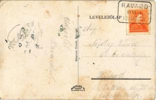 1939 Ravazd, Római katolikus templom, Brunner József üzlete és saját kiadása + "RAVAZD" po...