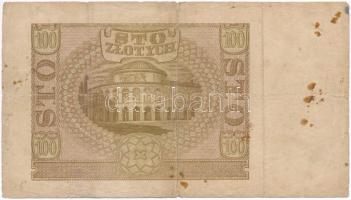 Lengyelország / Német megszállás 1940. 100Zl foltos T:III- 
Poland / German occupation 1940. 100 Zl...