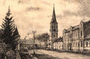 Csisztu Mihály (1933-2008): Tarpai táj, rézkarc, papír, jelzett, számozott (12/50), jobb felső sarká...