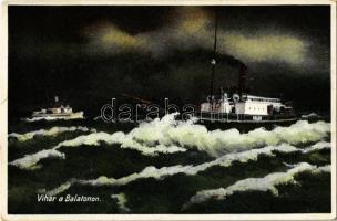 1931 Balaton, Vihar a Balatonon, Kelén gőzös + KISÖRSSZŐLŐHEGY postaügynökségi bélyegző