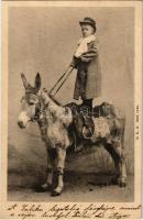 Circus acrobat child on donkey back. H.K.B. Serie 1144.