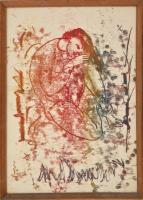 Jelzés nélkül: Ülő akt. Monotípia, papír. Fa keretben, 52,5×37 cm