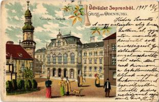 1907 Sopron, Oedenburg; Városház. Ludwig Kummert No. 69. Art Nouveau, floral, litho (fa)
