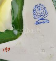 Herendi rózsa dísz. Kézzel festett, jelzett, hibátlan, 8x5 cm