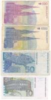 Horvátország 1991. 500K + 1000K + 1993. 50K + 2001. 10K T:III 
Croatia 1991. 500 Kuna + 1000 Kuna +...