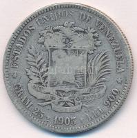 Venezuela 1903. 5B Ag T:3  Venezuela 1903. 5 Bolivares Ag C:F Krause Y#24.2