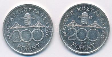 1992. 200Ft Ag "MNB" (2x) T:1- kis patina, kis ph. Adamo F13