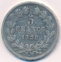 Franciaország 1838A 5Fr Ag "Lajos Fülöp" T:3 ph. 
France 1838A 5 Francs Ag "Louise P...