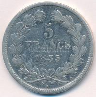 Franciaország 1835A 5Fr Ag "Lajos Fülöp" T:3 ph.
France 1835A 5 Francs "Louis Philip...